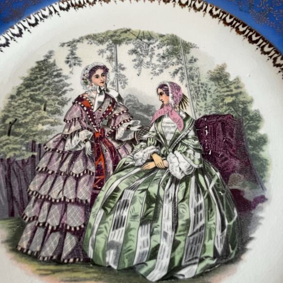 Vintage Century By Salem 23 Karat Gold Plate Blue With Godey’s Ladies - Picture 12 of 13